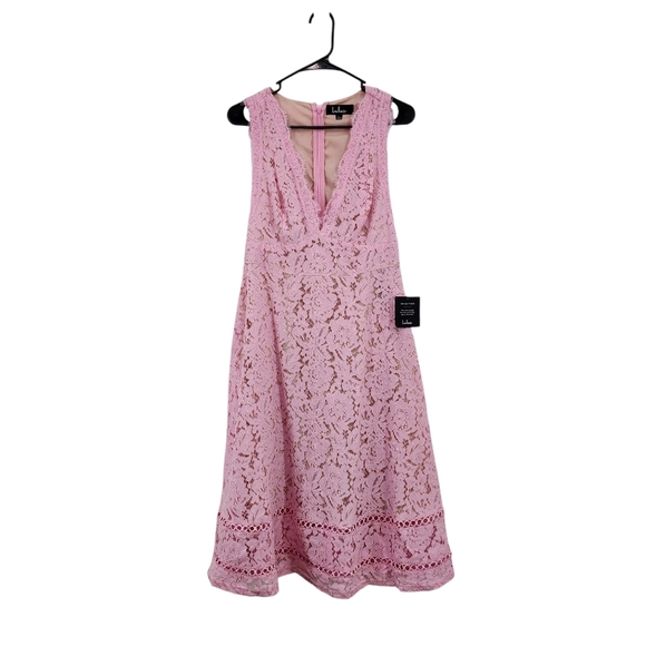 Lulus Women's Kiss Kiss Lace Sleeveless Cocktail Midi Dress - L - Picture 1 of 10